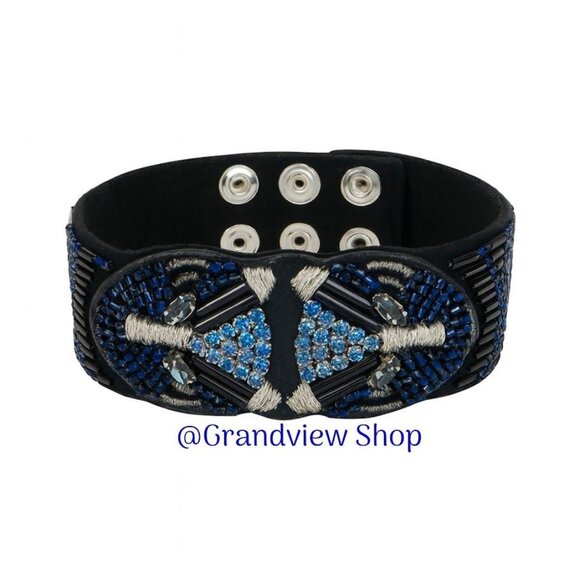 Stella & Dot Limited Edition Beaded Panther Jaguar Snap Cuff Bracelet - Picture 2 of 7